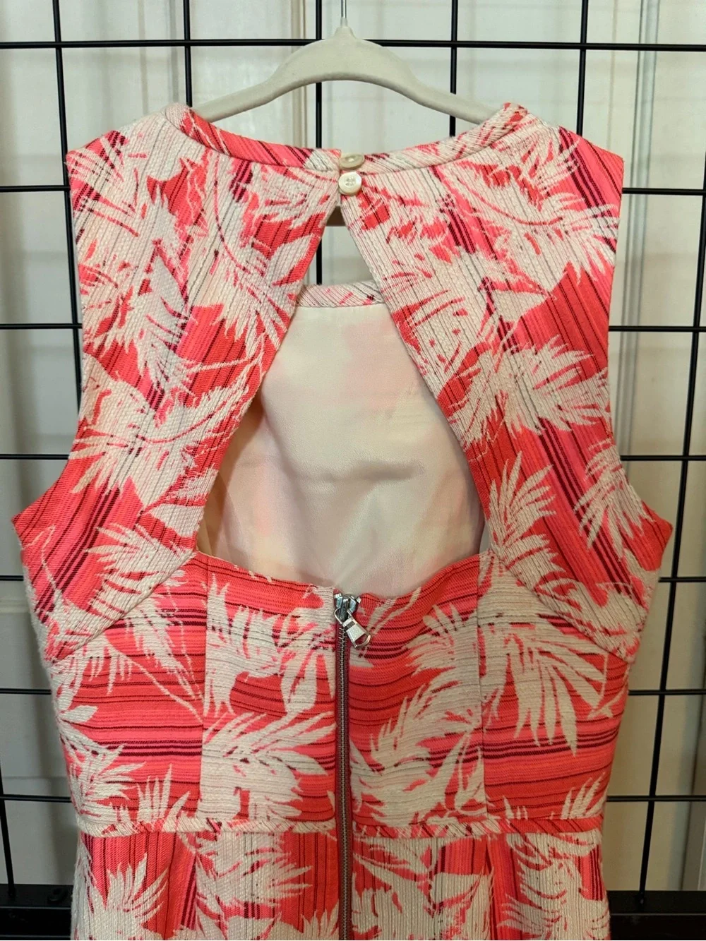 J. Crew Coral and White Tropical Print Sheath Dress